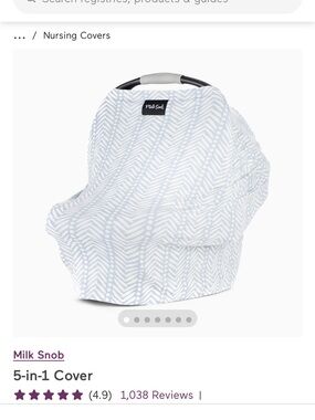 Milk Snob 5-in-1 Nursing/Car Seat Cover in Light Gray & White Leaf Print